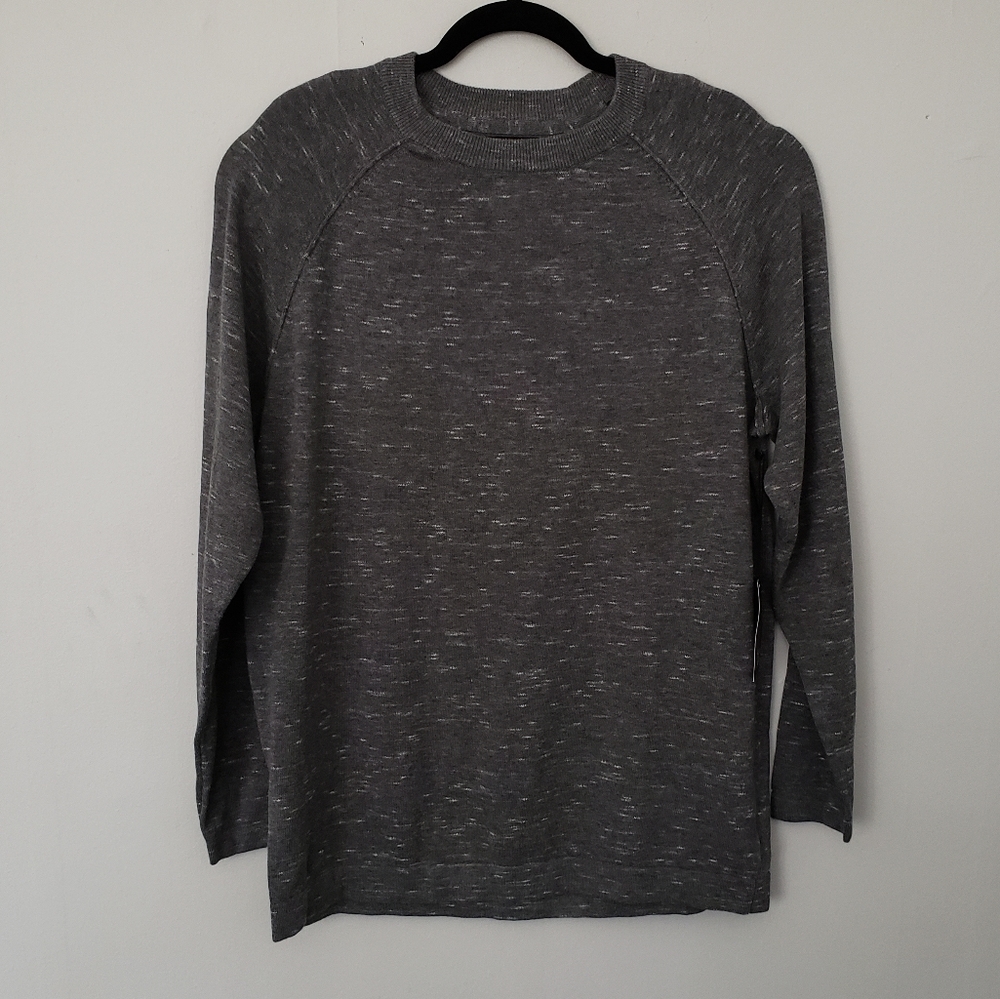 NWT Gray Marl Cotton knit Crew Neck sweater